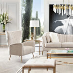 Gold Base Ava Sand Linen Chair By Diamond Sofa 15