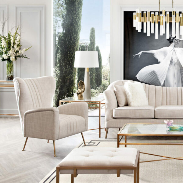 Gold Base Ava Sand Linen Chair By Diamond Sofa 9