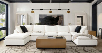 White Faux Shearling 7PC Corner Ivy Sectional By Diamond Sofa