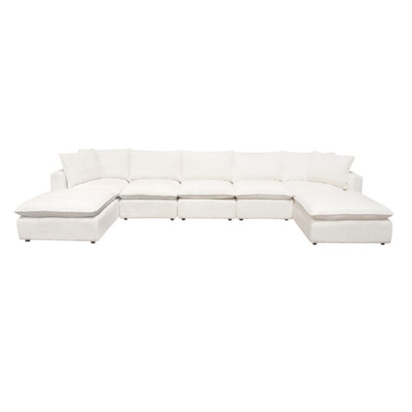 White Faux Shearling 7PC Corner Ivy Sectional By Diamond Sofa 10