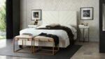 Light Cream Velvet Vogue Low Profile Bed By Diamond Sofa Luxury Bedroom Furniture Mobilia Cleopatra 20 Light Cream Velvet Vogue Low Profile Bed By Diamond Sofa 20