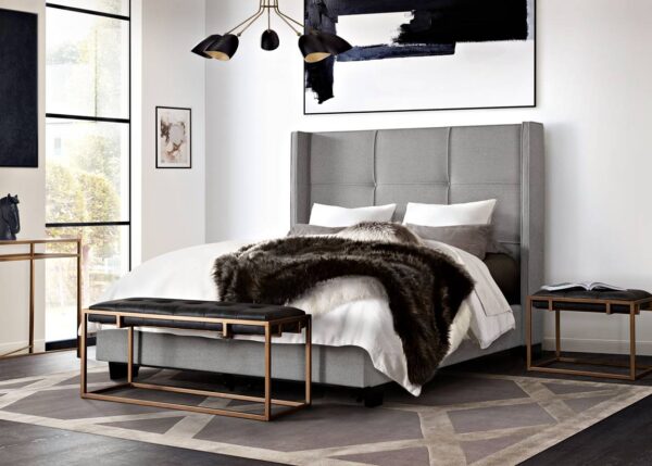 Gray Fabric Beverly Platform Bed w/ Footboard Storage By Diamond Sofa 16