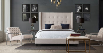 Sand Fabric Madison Avenue Low Profile Bed By Diamond Sofa