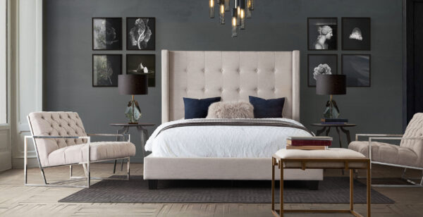 Sand Fabric Madison Avenue Low Profile Bed By Diamond Sofa 9