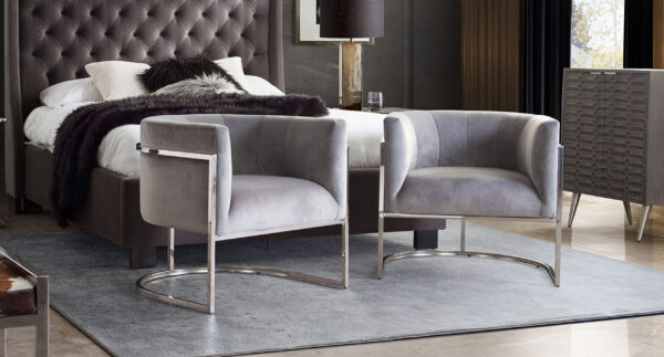 Silver Platinum Gray Velvet Pandora Chair By Diamond Sofa 9