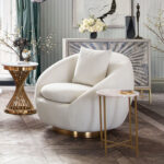 Light Cream Celine Swivel Chair By Diamond Sofa 13