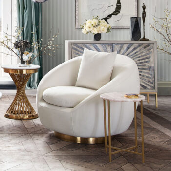 Light Cream Celine Swivel Chair By Diamond Sofa