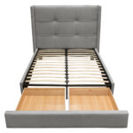 Gray Fabric Beverly Platform Bed w/ Footboard Storage By Diamond Sofa 20