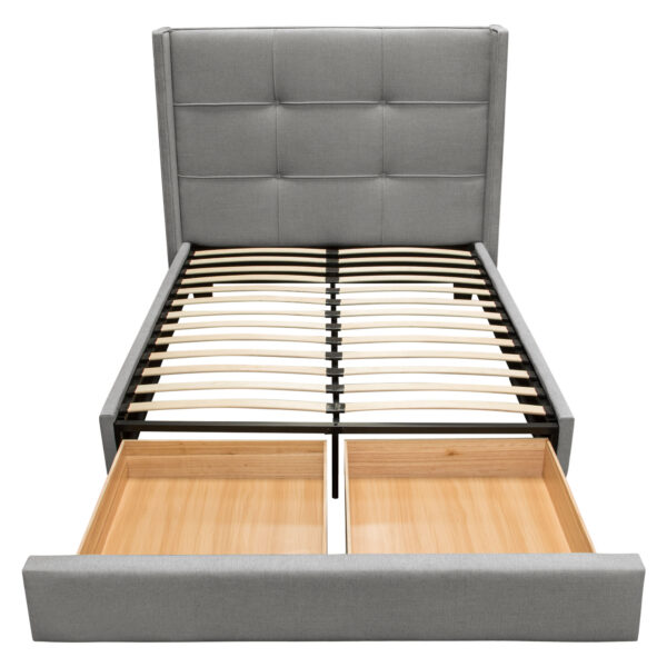 Gray Fabric Beverly Platform Bed w/ Footboard Storage By Diamond Sofa 13