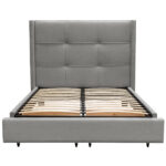 Gray Fabric Beverly Platform Bed w/ Footboard Storage By Diamond Sofa 18