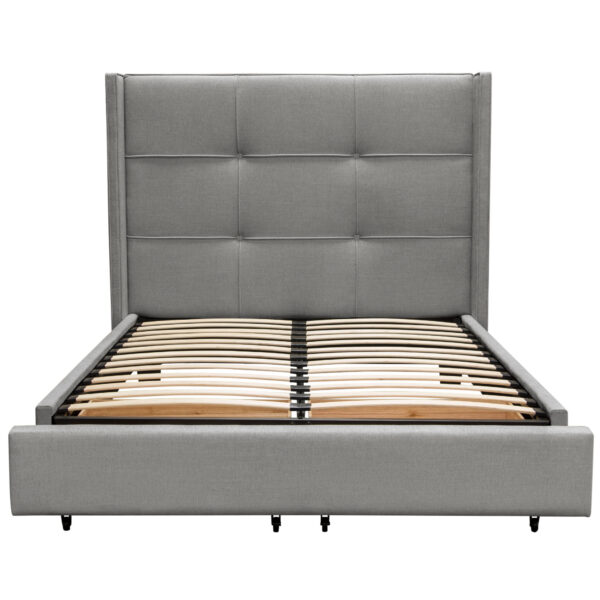 Gray Fabric Beverly Platform Bed w/ Footboard Storage By Diamond Sofa 11