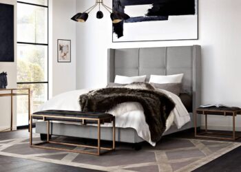 Gray Fabric Beverly Platform Bed w/ Footboard Storage By Diamond Sofa