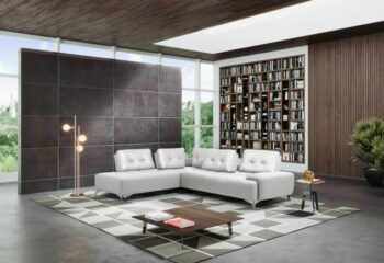 Pearl White Leather Turano Sectional Sofa LV00215 by ACME