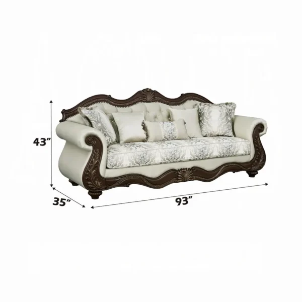 Pierce Sofa with 5 Pillows in Beige Fabric By ACME - Image 5