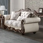 Pierce Loveseat with 3 Pillows in Beige Fabric By ACME
