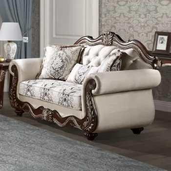 Pierce Loveseat with 3 Pillows in Beige Fabric By ACME