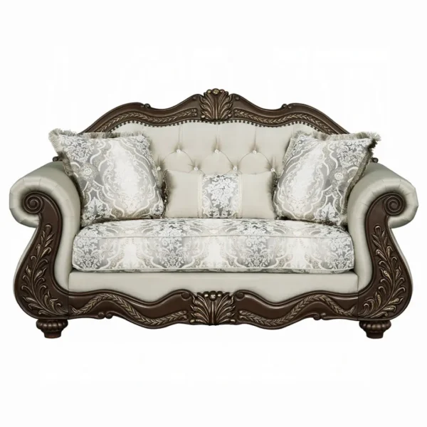 Pierce Loveseat with 3 Pillows in Beige Fabric By ACME - Image 3