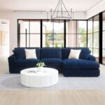 Breton Blue Corduroy Sectional Sofa w/4 Pillows LV04400 By ACME 13