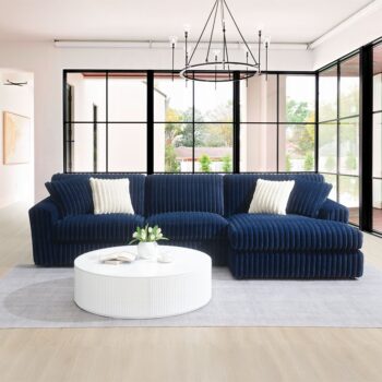 Breton Blue Corduroy Sectional Sofa w/4 Pillows LV04400 By ACME