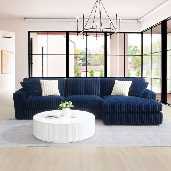 Breton Blue Corduroy Sectional Sofa w/4 Pillows LV04400 By ACME 8