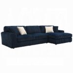 Breton Blue Corduroy Sectional Sofa w/4 Pillows LV04400 By ACME 14