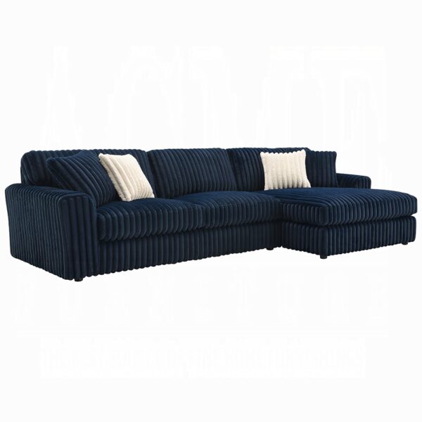 Breton Blue Corduroy Sectional Sofa w/4 Pillows LV04400 By ACME 9
