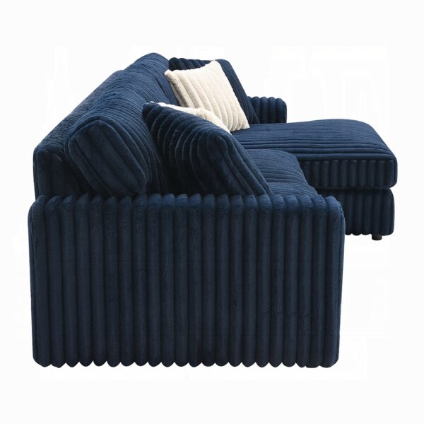 Breton Blue Corduroy Sectional Sofa w/4 Pillows LV04400 By ACME 10