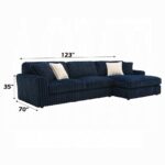 Breton Blue Corduroy Sectional Sofa w/4 Pillows LV04400 By ACME 17