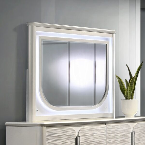 Laveda Pearl White Mirror with LED BD03794 By ACME 11