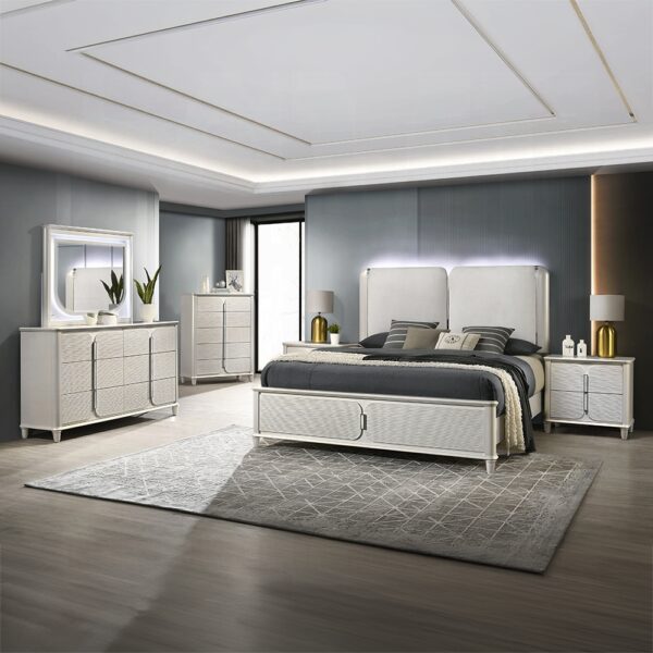 Laveda Gray Boucle Bed w/LED By ACME 10
