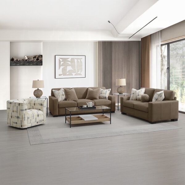 Darya Brown Suede Fabric Loveseat w/3 Pillows LV04531 By ACME 14