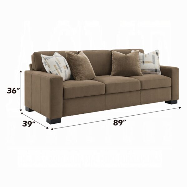 Darya Brown Suede Fabric Sofa w/4 Pillows LV04530 By ACME 14