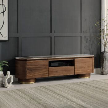 Willene Walnut TV Stand with Ceramic Top LV03158 By ACME