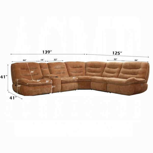 Emmy Power Motion Orange Chenille Sectional Sofa LV04650 By ACME 22