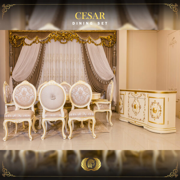 Handmade Cesar Cream Gold Dining Buffet 6