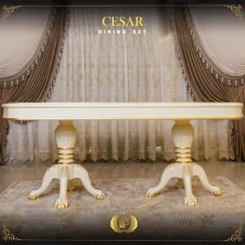 Handmade Cesar Cream Gold Dining Table