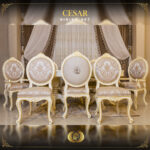 9Pcs Handmade Cesar Cream Gold Dining Set 15