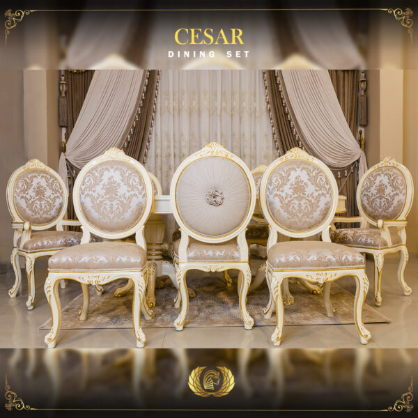 9Pcs Handmade Cesar Cream Gold Dining Set 10