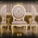 Handmade Cesar Cream Gold Dining Side Chair 14