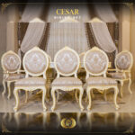 9Pcs Handmade Cesar Cream Gold Dining Set 14