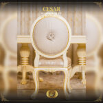 Handmade Cesar Cream Gold Dining Side Chair 15