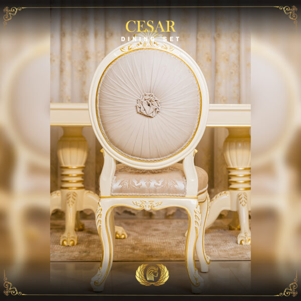 Handmade Cesar Cream Gold Dining Side Chair 10