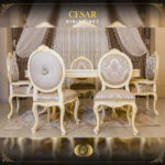 Handmade Cesar Cream Gold Dining Side Chair 17