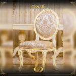 Handmade Cesar Cream Gold Dining Side Chair 13