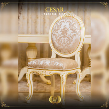 Handmade Cesar Cream Gold Dining Side Chair