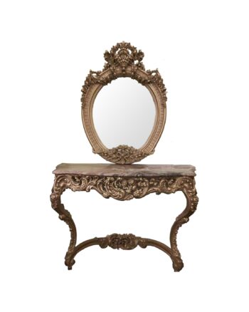 Handmade Golden Console With Tie Back Marble Top