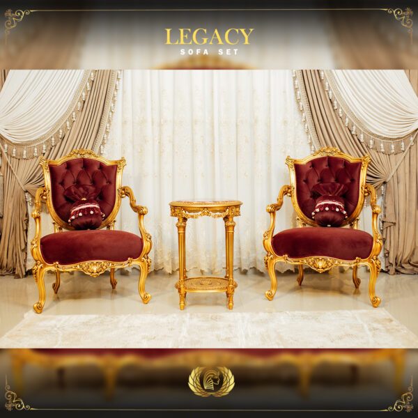 Handmade Gold Maroon Legacy Sofa Set 10