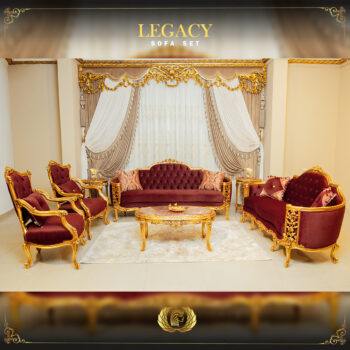 Handmade Gold Maroon Legacy Sofa Set