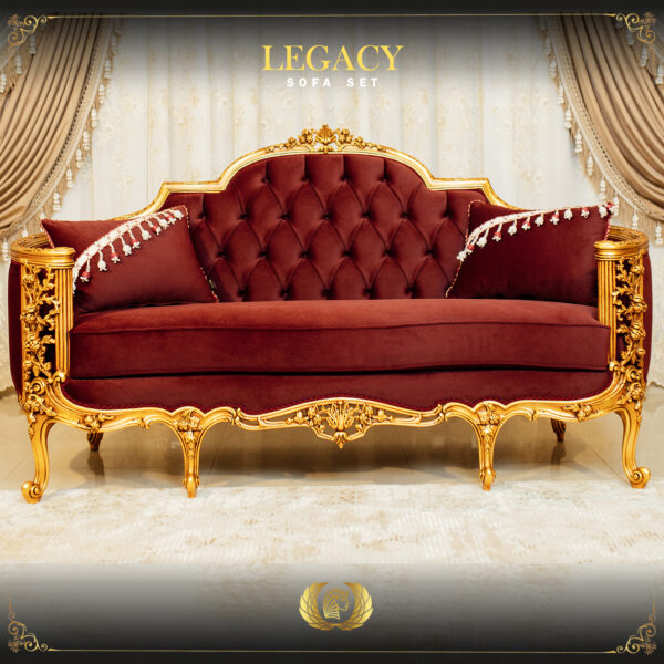 Handmade Gold Maroon Legacy Loveseat 8