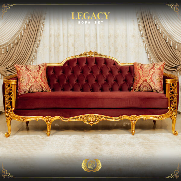 Handmade Gold Maroon Legacy Sofa Set 9